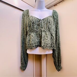 Floral Green Women's babydoll eyelet Top